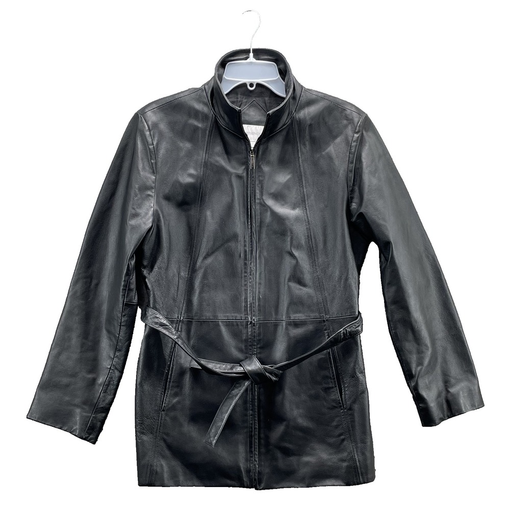 Worthington Leather Jacket Women's Large High Neck Moto Corpcore 90's Chic Biker